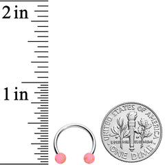 16G 3/8 Matte Pink Splatter Ends Horseshoe Circular Barbell