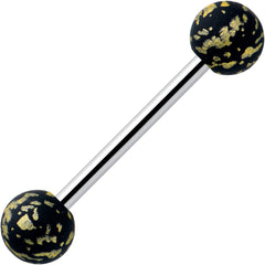 Matte Black Splatter Pattern Barbell Tongue Ring