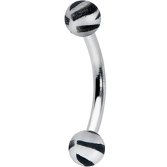 16G 5/16 Matte Grey Zebra Stripe Curved Eyebrow Ring
