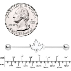 14G Autumn White Maple Leaf Industrial Barbell 38mm