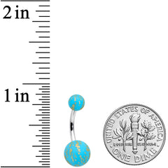 Matte Blue Splatter Pattern Belly Ring