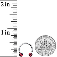 16G 3/8 Matte Pink Zebra Stripe Ends Horseshoe Circular Barbell