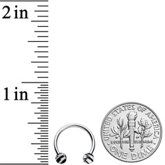 16G 3/8 Matte Grey Zebra Stripe Ends Horseshoe Circular Barbell