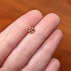 20G 1/4 Clear Pink Gem Rosy Cross Rhombus Nose Bone