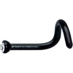 18G 1/4 Clear Gem Black 2mm End Left Nose Screw