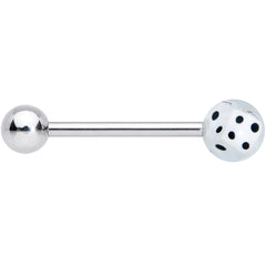 White Dice Barbell Tongue Ring