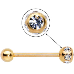 Clear Gem Rose Gold Tone Disco Ball Top Barbell Tongue Ring