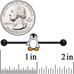 14G Black Baby Penguin Industrial Barbell 38mm