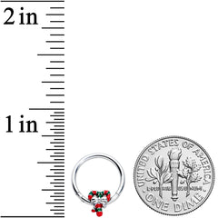 16G 3/8 Pair of Christmas Candy Canes Hinged Segment Ring