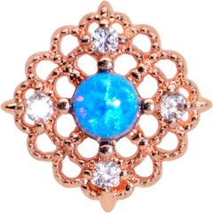 16G 5/16 Blue Synth Opal Rose Gold Tone Lacy Labret Monroe Tragus