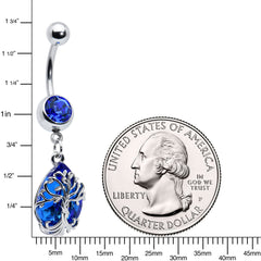 Blue Gem Drop Tree Dangle Belly Ring