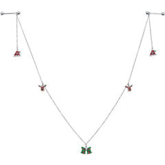 14G 9/16 White Orb Santa Hat Christmas Barbell Nipple Chain Set
