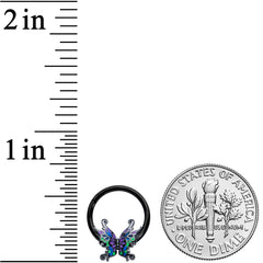 16G 3/8 Black Fantasy Faerie Wings Hinged Segment Ring