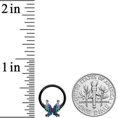 16G 3/8 Black Fantasy Faerie Wings BCR Captive Ring