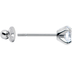 Clear CZ Gem 5mm G23 Titanium Post Stud Earrings