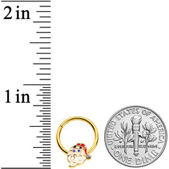 16G 3/8 Clear Gem Gold Tone Santa Christmas Hinged Segment Ring