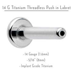 14G 5/16 G23 Titanium Threadless Post Only Labret Monroe Tragus