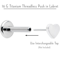 16G 1/4 G23 Titanium Threadless Post Only Labret Tragus
