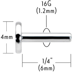 16G 1/4 G23 Titanium Threadless Post Only Labret Tragus