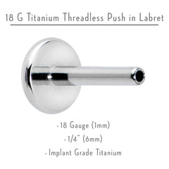 18G 1/4 G23 Titanium Threadless Post Only Labret Tragus