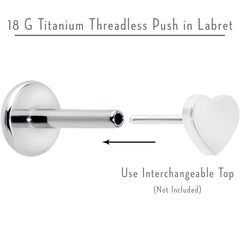 18G 1/4 G23 Titanium Threadless Post Only Labret Tragus