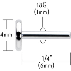 18G 1/4 G23 Titanium Threadless Post Only Labret Tragus