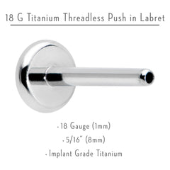 18G 5/16 G23 Titanium Threadless Post Only Labret Tragus Nose