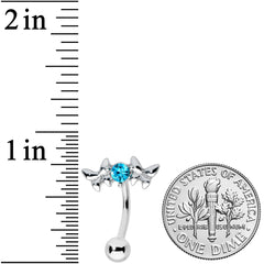 Blue Gem Sweet Butterflies Top Mount Belly Ring