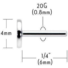 20G 1/4 G23 Titanium Threadless Post Only Labret Tragus Nose