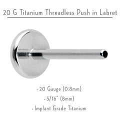 20G 5/16 G23 Titanium Threadless Post Only Labret Tragus Nose
