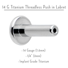 14G 1/4 G23 Titanium Threadless Post Only Labret Monroe Tragus