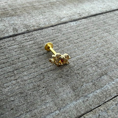 16G 5/16 Yellow Gem Gold Tone Duet Scroll Labret Monroe Tragus