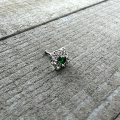 20G 1/4 Green Gem Ornate Art Deco Nose Bone