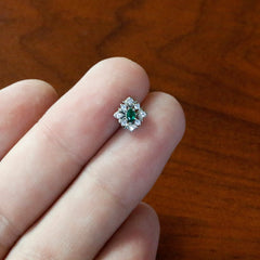 20G 1/4 Green Gem Ornate Art Deco Nose Bone
