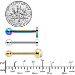White Faux Opal Rainbow Infinity Heart Barbell Tongue Ring Set of 3