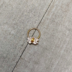 16G 3/8 Yellow Gem Gold Tone Duet Scroll Hinged Segment Ring