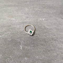 16G 3/8 Clear Green Gem Ornate Art Deco Hinged Segment Ring