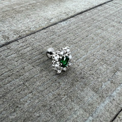 16G 1/4 Green Gem Ornate Art Deco Labret Monroe Tragus