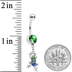 Green Blue Gem Fabulous Frog Dangle Belly Ring