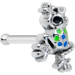 20G 1/4 Black Gem Polka Dot Blue Green Frog Nose Bone