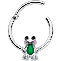 16G 3/8 Green Groovy Frog Hinged Segment Ring