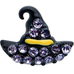 16G 1/4 Clear Gem Black Witch Hat Halloween Cartilage Tragus