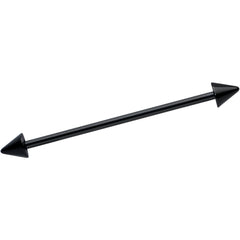 14G Black Cone End Lips Heart Industrial Barbell 38mm Set of 2