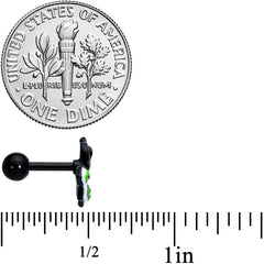 16G 1/4 Black Green Perfect Peacock Cartilage Tragus Earring
