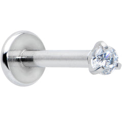 16G 5/16 Clear Gem 2mm Internally Threaded Labret Monroe Tragus