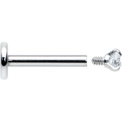 16G 5/16 Clear Gem 2mm Internally Threaded Labret Monroe Tragus