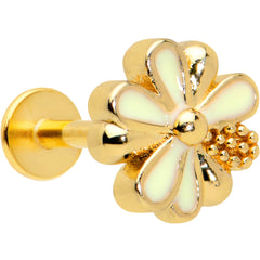 16G 5/16 Gold Hue White Texture Daisy Flower Labret Monroe Tragus