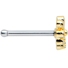 20G 1/4 Gold Tone White Texture Daisy Flower Nose Bone