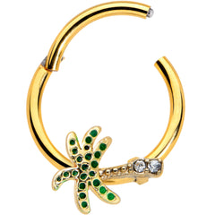16G 3/8 Gold Tone Retro Palm Tree Hinged Segment Ring