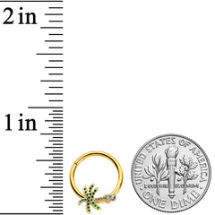 16G 3/8 Gold Tone Retro Palm Tree Hinged Segment Ring